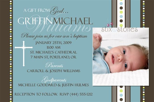 Christening Invitation Personalised Baptism - Blue 5