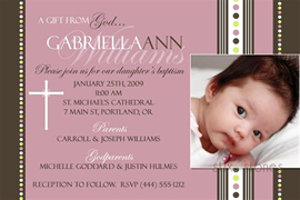 Christening Invitation Personalised Baptism - Pink 5