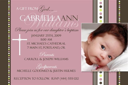 Christening Invitation Personalised Baptism - Pink 5