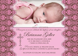 Christening Invitation Personalised Baptism - Pink 2