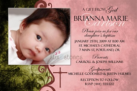 Christening Invitation Personalised Baptism - Pink 3