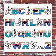 Frozen Alphabet canvas for kids wall art - Square white background