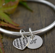 Handstamped Personalised Bracelet - Eternity Bangle with lovelovelove Heart