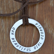 Personalised Silver Jewellery for Dad, Men - Large eternity circle on leather Sterling Silver