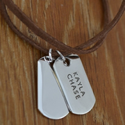 Personalised Silver Jewellery for Dad, Men - Medium Tag on Leather Sterling Silver