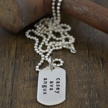 Personalised Silver Jewellery for Dad, Men - Medium Tag with Ball Chain Sterling Silver