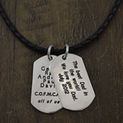 Personalised Silver Jewellery for Dad, Men - Tag Large with Leather Sterling Silver