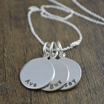 .Personalised Handstamped or Precision Stamped Silver Necklace - Silver Name Pendant Range - Medium Pendant (one pendant)