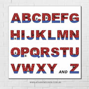 Spiderman Alphabet canvas for kids wall art - Square white background