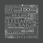 Our Wedding Day Personalised Custom Made Typography Print Bus Scroll Perfect for Wall Art or Reception Entry (Charcoal Design)