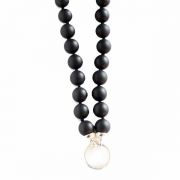 Black Onyx - Necklace 8mm ball for memory lockets -  26 inch (66 cm) long