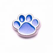 Animal Charm for Floating Memory Locket - Dog Paw - Blue
