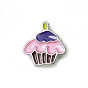 Food Charm for Floating Memory Locket - Purple Cupcake with Candle