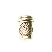 Food Charm for Floating Memory Locket - Take Away Coffee Cup Gold Tone