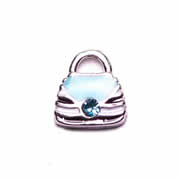 Fashion Charm for Floating Memory Locket - Blue Black and White Stripe Bag