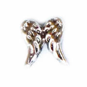 Faith Charm for Floating Memory Locket - Double Angel Wing Silver Tone