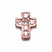 Faith Charm for Floating Memory Locket - Gold Crystal Cross