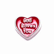 Faith Charm for Floating Memory Locket - God Loves You Heart