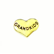 Family Charm for Floating Memory Locket - Grandkids - Gold Tone Heart