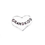 Family Charm for Floating Memory Locket - Grandkids - Silver Tone Heart