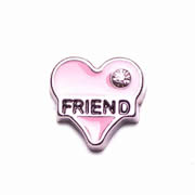 Love Charm for Floating Memory Locket - Pink Heart Friend
