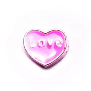 Love Charm for Floating Memory Locket - Pink Heart with Love