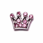 Fashion Charm for Floating Memory Locket - Pink Sparkle Crown