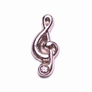Music Charm for Floating Memory Locket - Treble Clef with Diamante