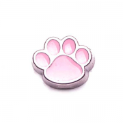 Animal Charm for Floating Memory Locket - Dog Paw - Pink