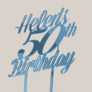 Cake signs, toppers and plaques personalised - Birthday - Number SLANTED 3 lines