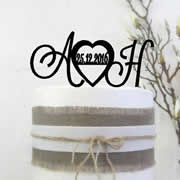 Cake signs, toppers and plaques personalised - Wedding  - Initials with Large heart