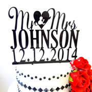 Cake signs, toppers and plaques personalised - Wedding  - Personalised With Date 3 Lines