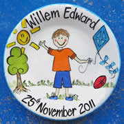 Handpainted Personalised Plate - Boy in Garden