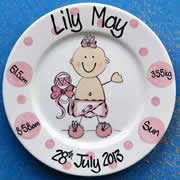 Handpainted Personalised Plate - Dotty Baby Girl
