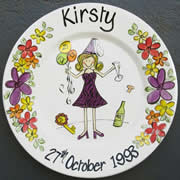 Handpainted Personalised Plate - Flowers Birthday Girl