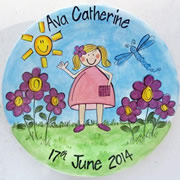 Handpainted Personalised Plate - Girl in the Garden