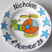 Handpainted Personalised Plate - Helicopter