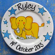 Handpainted Personalised Plate - Mr Elephant