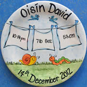 Handpainted Personalised Plate - New Born Nappies