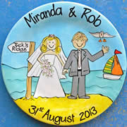 Handpainted Personalised Wedding Plate - Beach Wedding