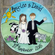 Handpainted Personalised Wedding Plate - Country Wedding