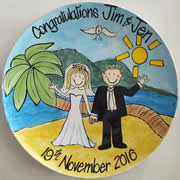 Handpainted Personalised Wedding Plate - Island Beach Wedding