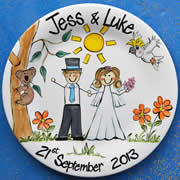 Handpainted Personalised Wedding Plate - Too cute Aussie Wedding