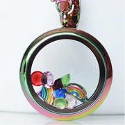 Floating Memory Locket Readymade - Crazy About Rainbows Theme