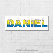 .Minions Personalised name plaque canvas for kids boys wall art - Long Rectangular White Background