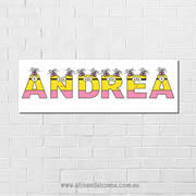 .Minions Personalised name plaque canvas for kids girls wall art - Long Rectangular White Background