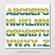 Minions Alphabet canvas for kids wall art - Square white background - Boys