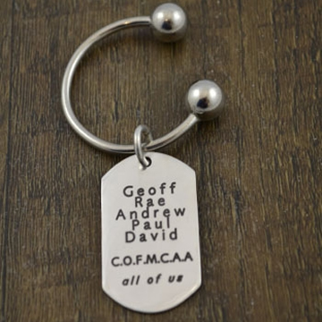 Personalised Silver Jewellery for Dad, Men - Large Tag Keyring Sterling Silver