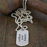 Personalised Silver Jewellery for Dad, Men - Medium Tag with Ball Chain Sterling Silver