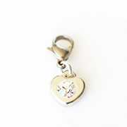 Heart with Diamante Dangle - Silver Tone Dangle for Floating Memory Locket